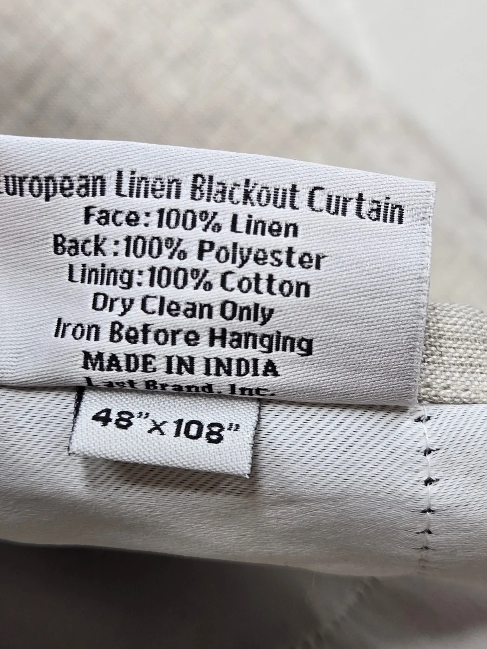 NWT QUINCE Set Of 2 48x108 European Linen True Blackout Curtains Flax 0040